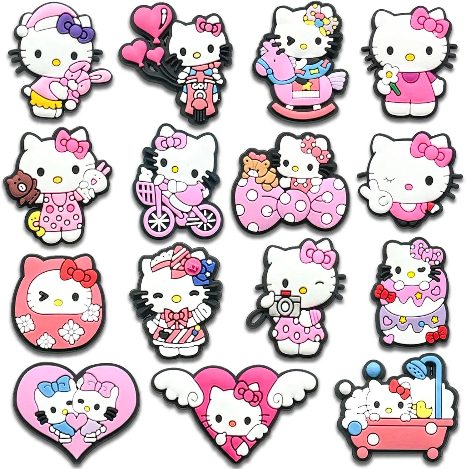 12 15Pcs Cute Charms for Croc Clog Shoes Decoration, Cats Charms Accessories for Shoe