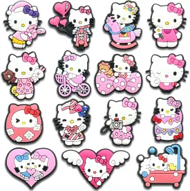 12 15Pcs Cute Charms for Croc Clog Shoes Decoration, Cats Charms Accessories for Shoe