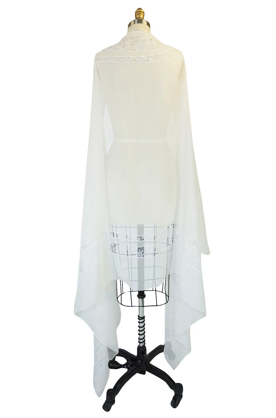1970s Huge White Silk & Lace Christian Dior Scarf or Shawl
