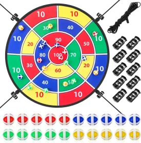 29" Trampoline Dart Board Game Accessories, Toss Game with 20 Sticky Balls - Indoor & Outdoor Sport Fun Trampoline Outdoor Party Accessories for Birthday Gifts
