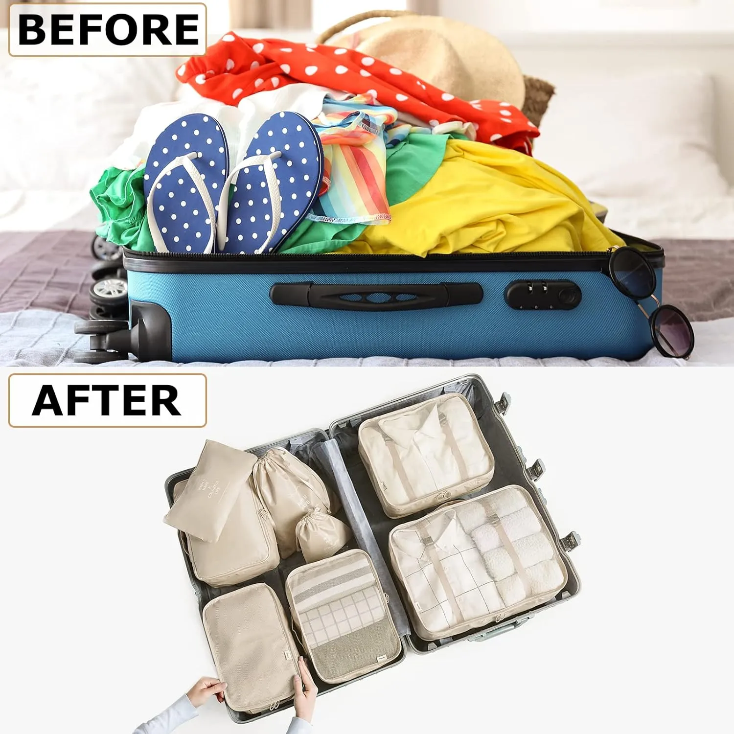 8 Set Packing Cubes for Suitcases Travel Luggage Packing Organizers,Travel Accessories Essentials Luggage Organizer with Shoe/Tioletry/Laundry Bag