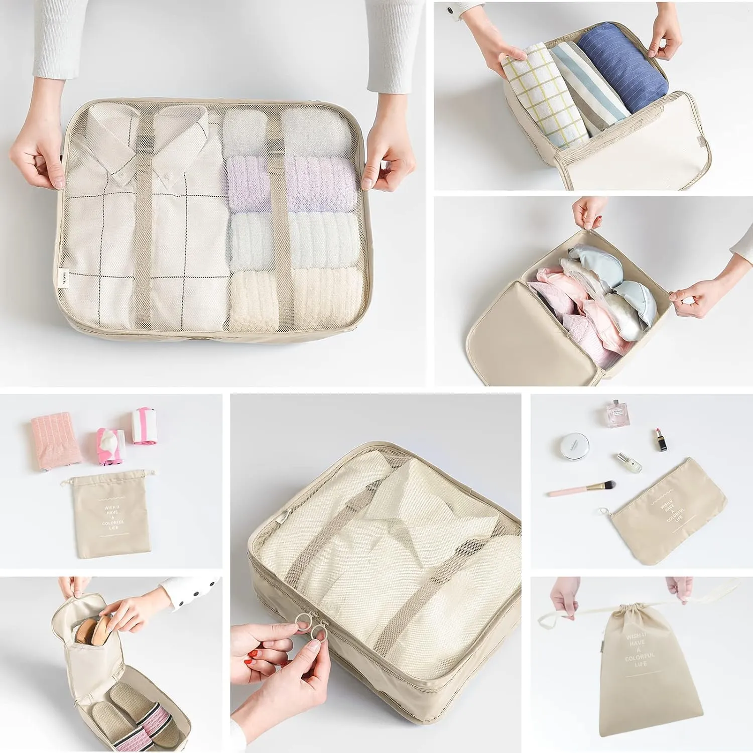 8 Set Packing Cubes for Suitcases Travel Luggage Packing Organizers,Travel Accessories Essentials Luggage Organizer with Shoe/Tioletry/Laundry Bag