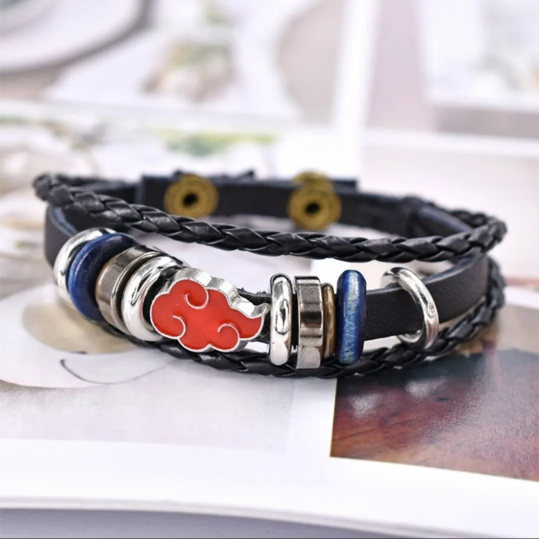 Akatsuki Cloud Leather Bracelet | Anime Jewelry | Adjustable Bracelet [Multi-Layer]