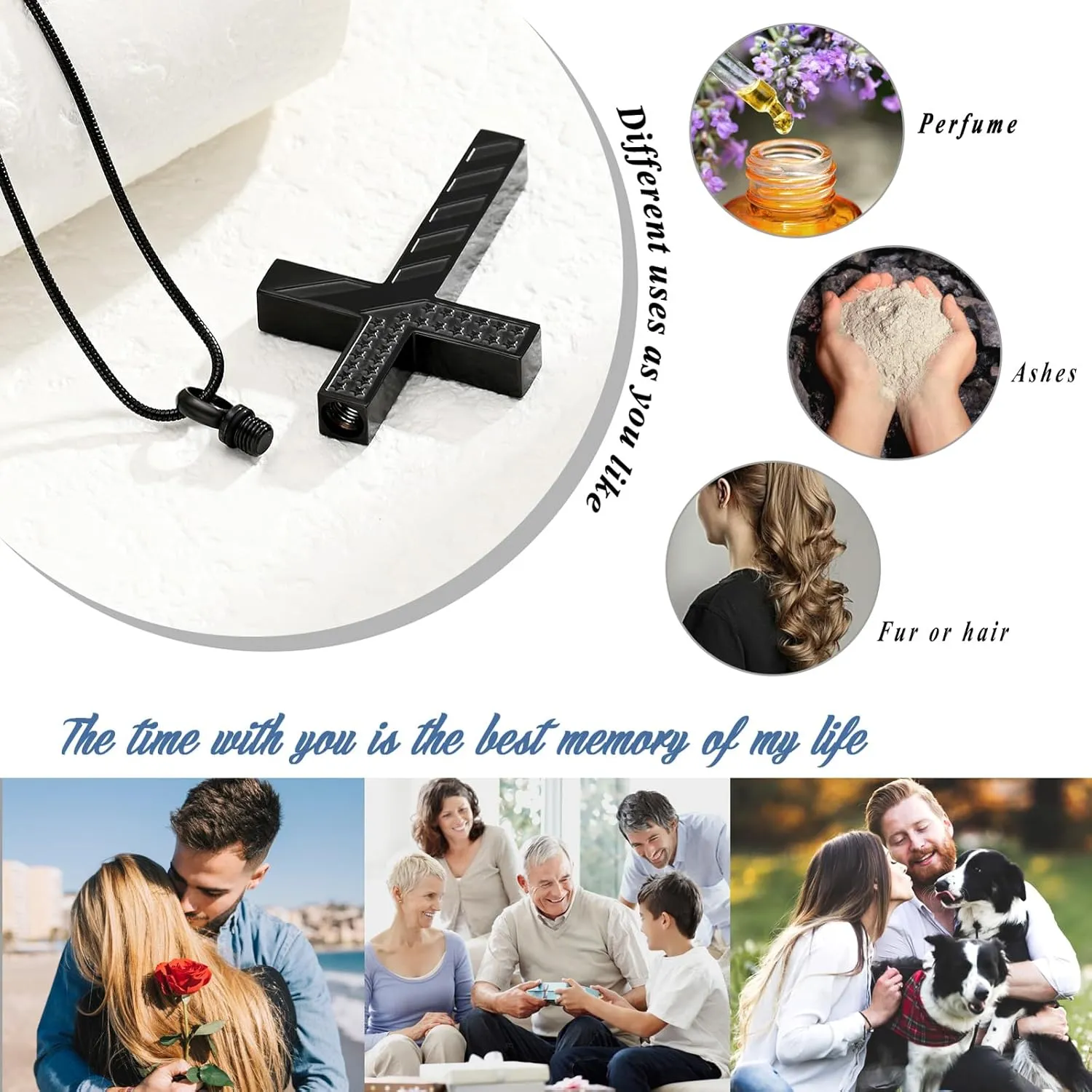 American Flag Cross Urn Necklace for Ashes for Men Women Cremation Jewelry Religious Cross Ashes Keepsake Memorial Jewelry of Loved One