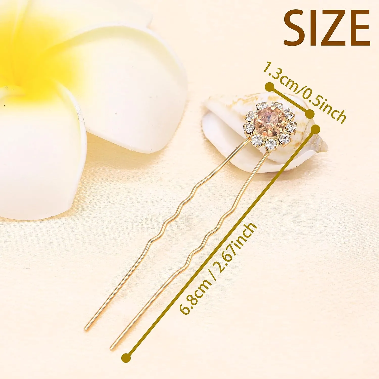 Ammei Crystal Bridal Hair Pins Clips Wedding Hair Accessories Hair Set Jewelry With Rhinestone For Brides and Bridesmaids Set Of 12 (Gold Plated Champagne)