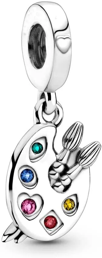 Artist's Palette Dangle Charm 925 Sterling Silver Dangle for Pandora Bracelet Musician Women (argent, 1)