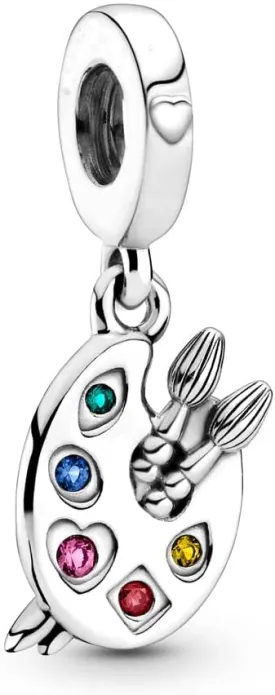 Artist's Palette Dangle Charm 925 Sterling Silver Dangle for Pandora Bracelet Musician Women (argent, 1)