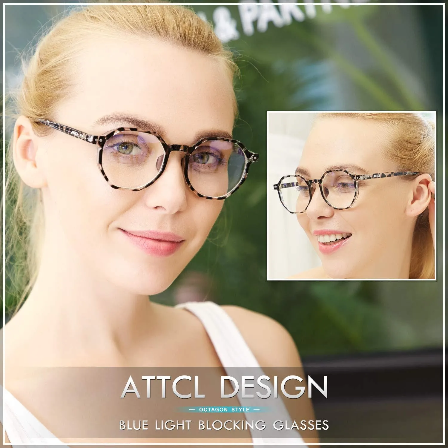 ATTCL Unisex Blue Light Blocking Glasses Women Men Non-Prescription Computer Gaming Glasses Black leopard