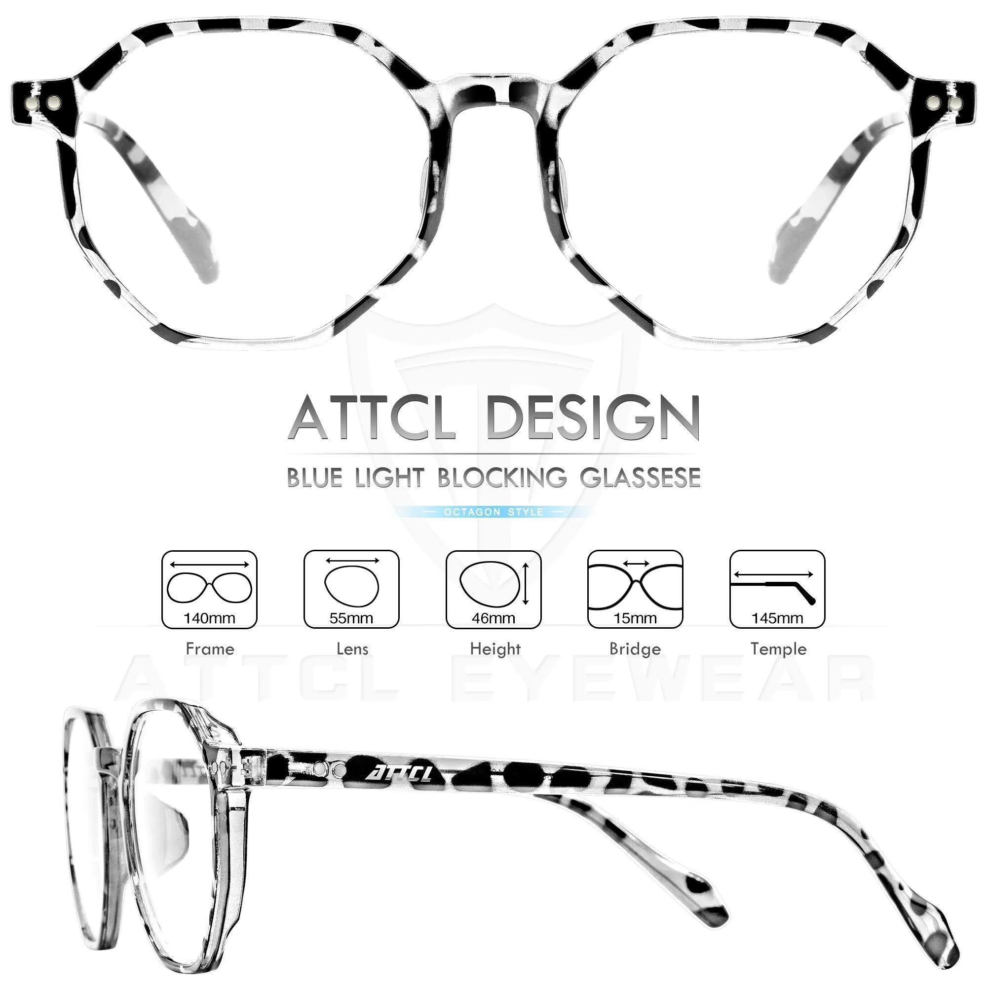 ATTCL Unisex Blue Light Blocking Glasses Women Men Non-Prescription Computer Gaming Glasses Black leopard