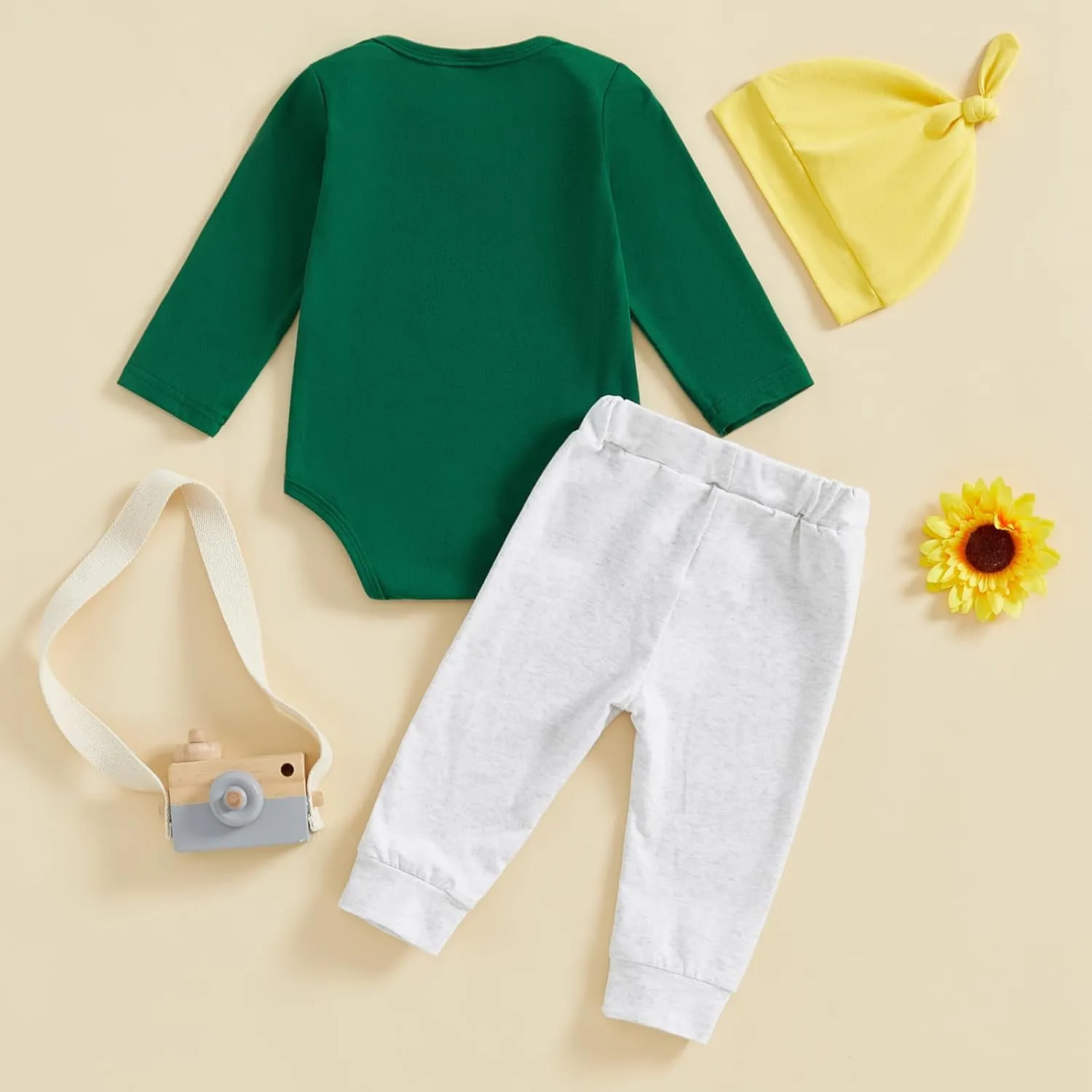 BemeyourBBs Newborn Baby Boy Girl Football Outfit Game Day Long Sleeve Romper Pants Set with Beanie Hat Fall Winter Clothes