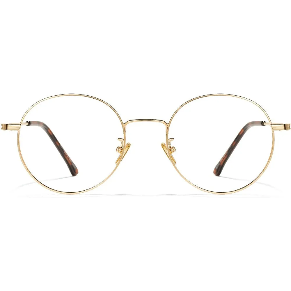 Blue Light Glasses Computer Eyewear Round Metal Frame Clear Lens - PeeWee