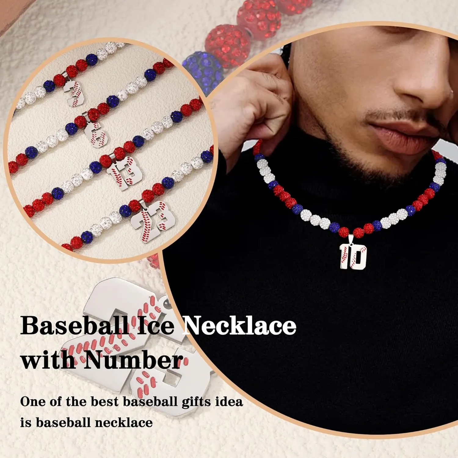 Btysun Baseball Necklaces Baseball Jersey Number 0-99 Charms Pendant Stainless Steel Necklace for Men Baseball Gifts Dad Husband Christmas Gift for Him Mens Jewelry