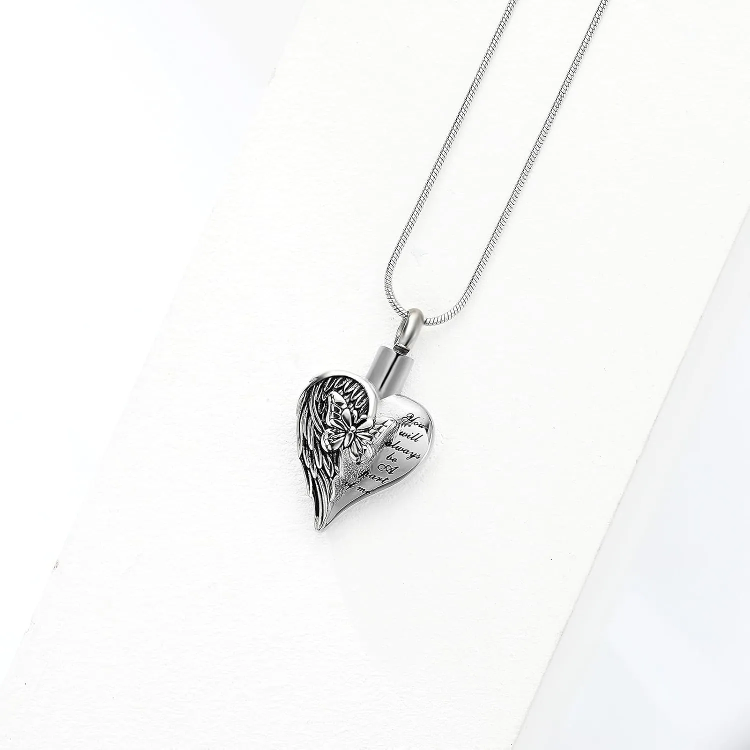 Butterfly Urn Necklace Pendant for Human Ashes Butterfly Heart Cremation Jewelry for Women Men Memorial Keepsakes Pendant Locket Ash Holder
