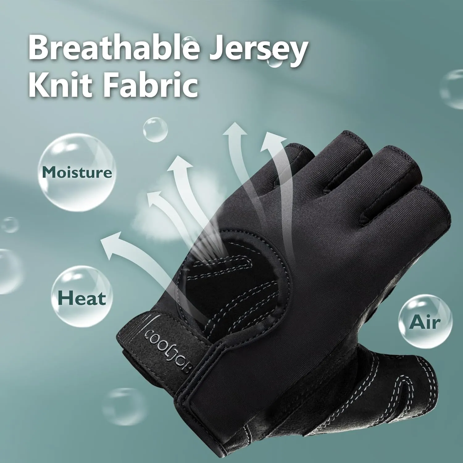 COOLJOB Ultra-Thin Workout Gloves for Men, Anti-Slip Grip Gloves for Cycling Running Biking Driving Gaming, Fingerless Exercise Gloves for Gym Sports Fitness, Breathable Lightwegiht for Summer, Black