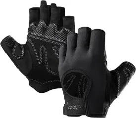 COOLJOB Ultra-Thin Workout Gloves for Men, Anti-Slip Grip Gloves for Cycling Running Biking Driving Gaming, Fingerless Exercise Gloves for Gym Sports Fitness, Breathable Lightwegiht for Summer, Black