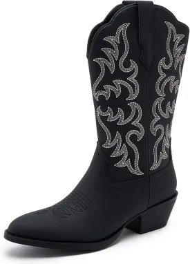 Cowboy Boots for Women - Classic Embroidery Traditional Style Cowgirl Boots, Comfortable Western Boots