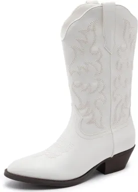 Cowboy Boots for Women - Classic Embroidery Traditional Style Cowgirl Boots, Comfortable Western Boots