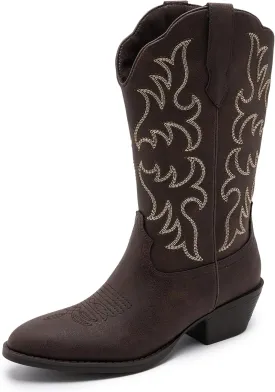Cowboy Boots for Women - Classic Embroidery Traditional Style Cowgirl Boots, Comfortable Western Boots