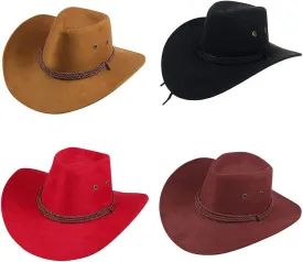 Cowboy Hat for Men Women Western Accessory Felt Hats with Pull-On ClosureBrown Cowboy Cap for Country Fashion