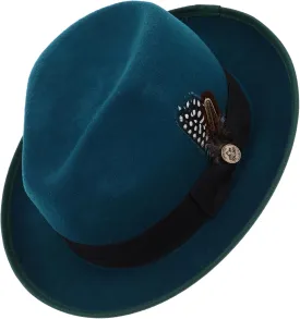 Djustable Size Men's Women's Felt Cowboy Hat Men's Dress Fedora Hat Party Use Green