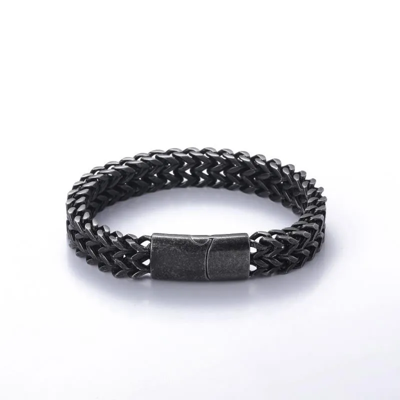 Double Layer 316L Stainless Steel Curb Cuban Link Chain Bracelets
