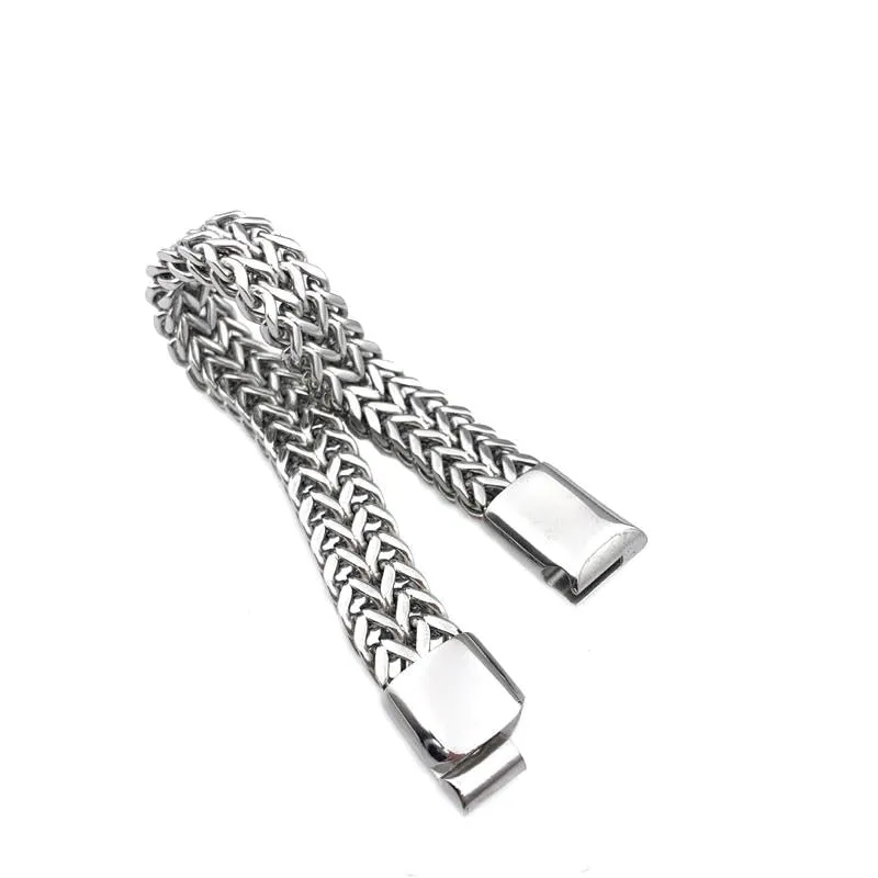 Double Layer 316L Stainless Steel Curb Cuban Link Chain Bracelets