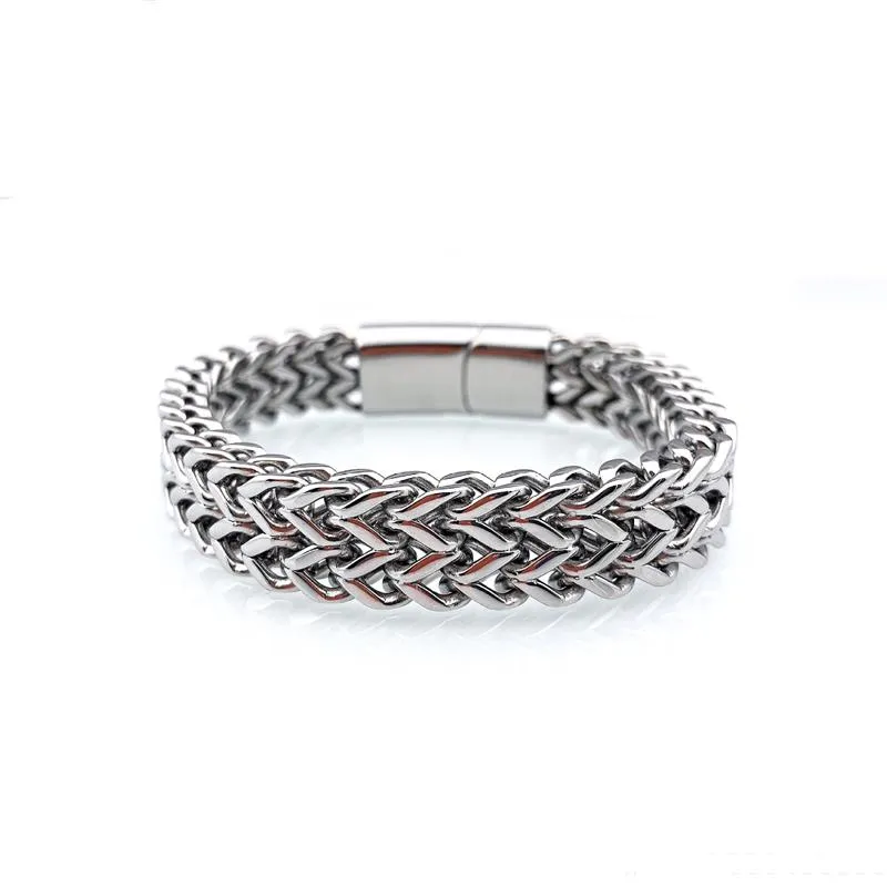 Double Layer 316L Stainless Steel Curb Cuban Link Chain Bracelets