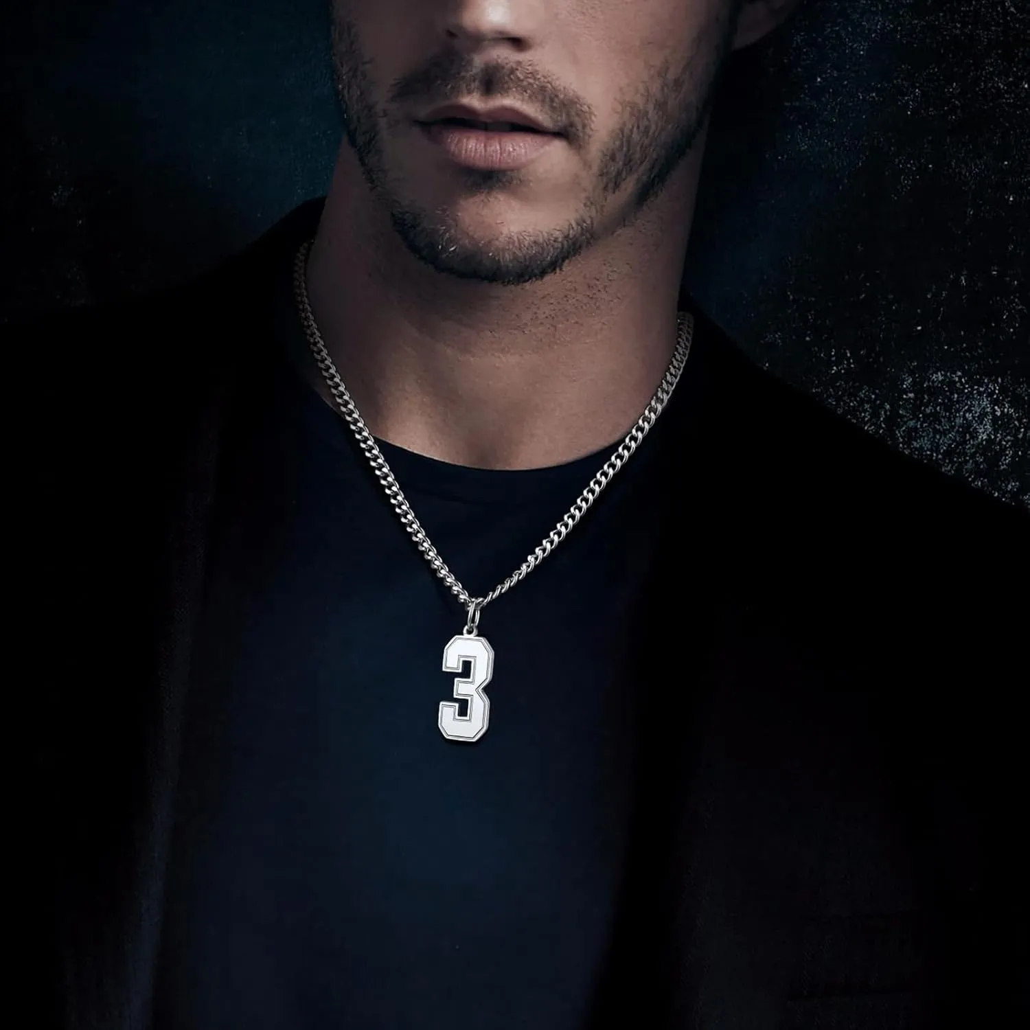 FindChic Sports Jersey Number 0 to 9 Necklaces for Men Boys Stainless Steel/ 18K Gold Plated/Black Custom 00-999 2/3 Digits Number Pendant Personalized Jewelry, with Gift Box