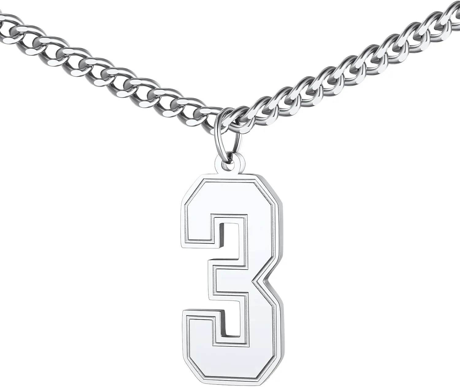 FindChic Sports Jersey Number 0 to 9 Necklaces for Men Boys Stainless Steel/ 18K Gold Plated/Black Custom 00-999 2/3 Digits Number Pendant Personalized Jewelry, with Gift Box