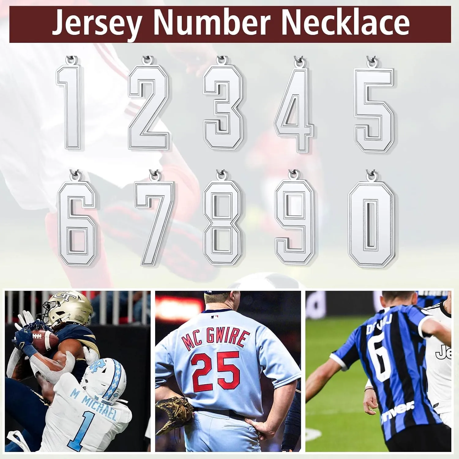 FindChic Sports Jersey Number 0 to 9 Necklaces for Men Boys Stainless Steel/ 18K Gold Plated/Black Custom 00-999 2/3 Digits Number Pendant Personalized Jewelry, with Gift Box