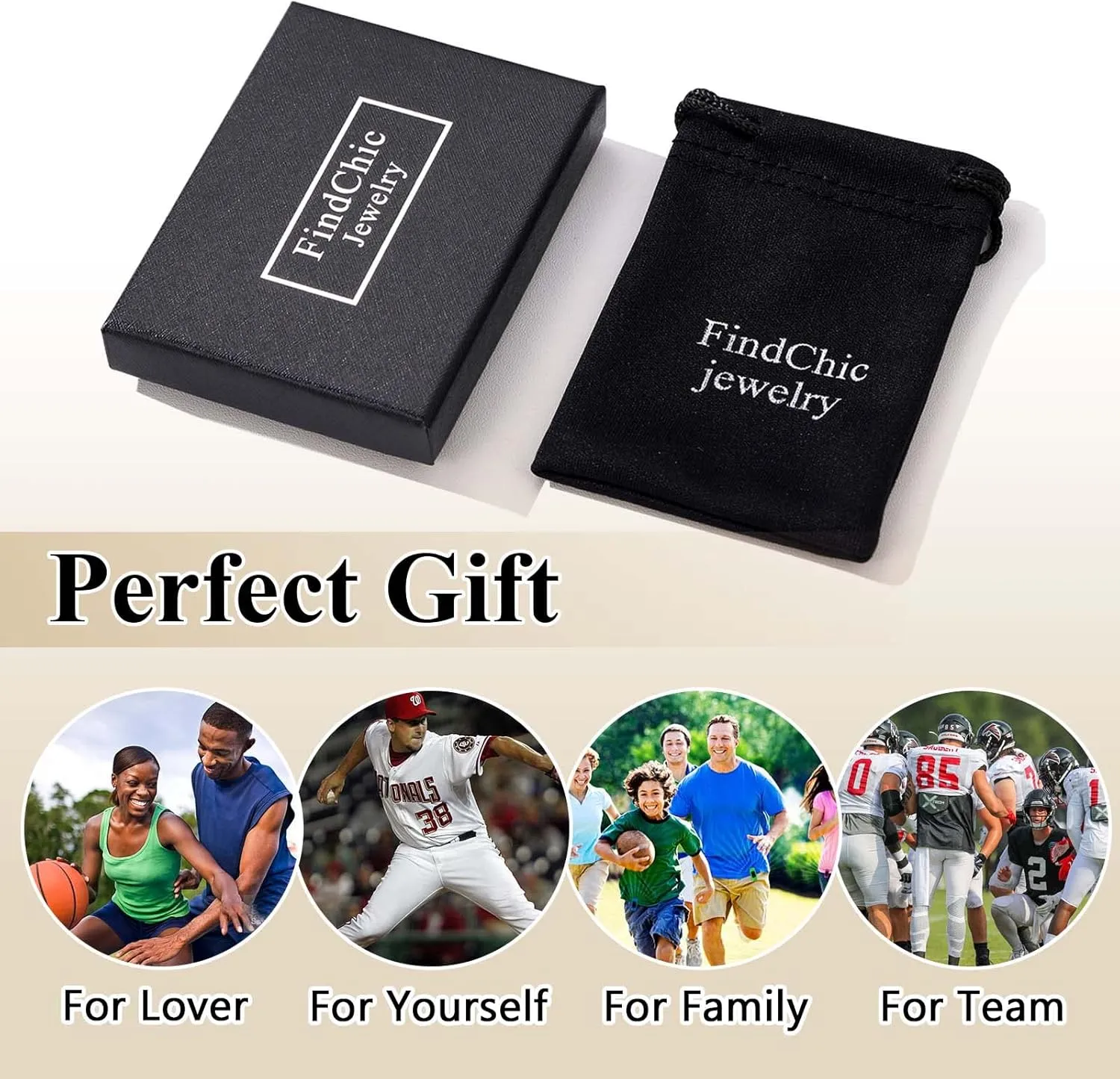 FindChic Sports Jersey Number 0 to 9 Necklaces for Men Boys Stainless Steel/ 18K Gold Plated/Black Custom 00-999 2/3 Digits Number Pendant Personalized Jewelry, with Gift Box