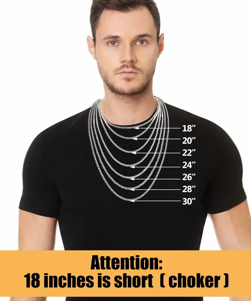 Fiusem Father's Day Gifts 3.5mm Cuban Link Chains for Men, Silver Tone/Black/14K Gold Plated Stainless Steel Necklace Chain, Mens Necklace 16, 18, 20, 22, 24, 26, 28 Inch