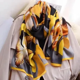 Floral Print Silky Satin Summer Scarf Wrap for Women