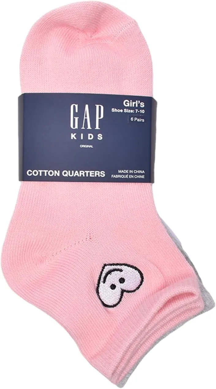 GAP Girls Quarter Crew Socks, Multi-Pack Kids Socks, Soft & Stretchy, Comfortable