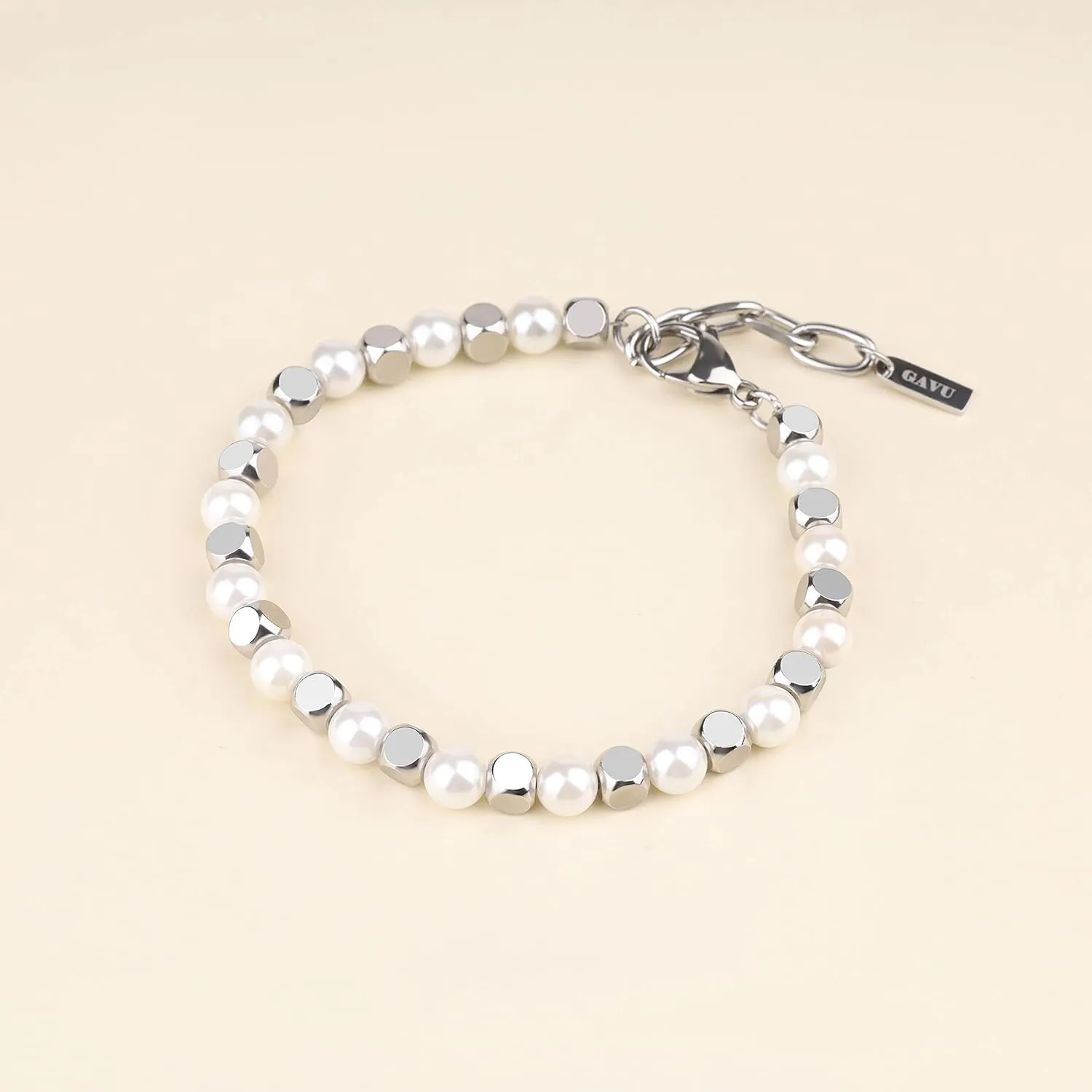 GAVU Men's Crystal Simple Beaded Bracelet for Men