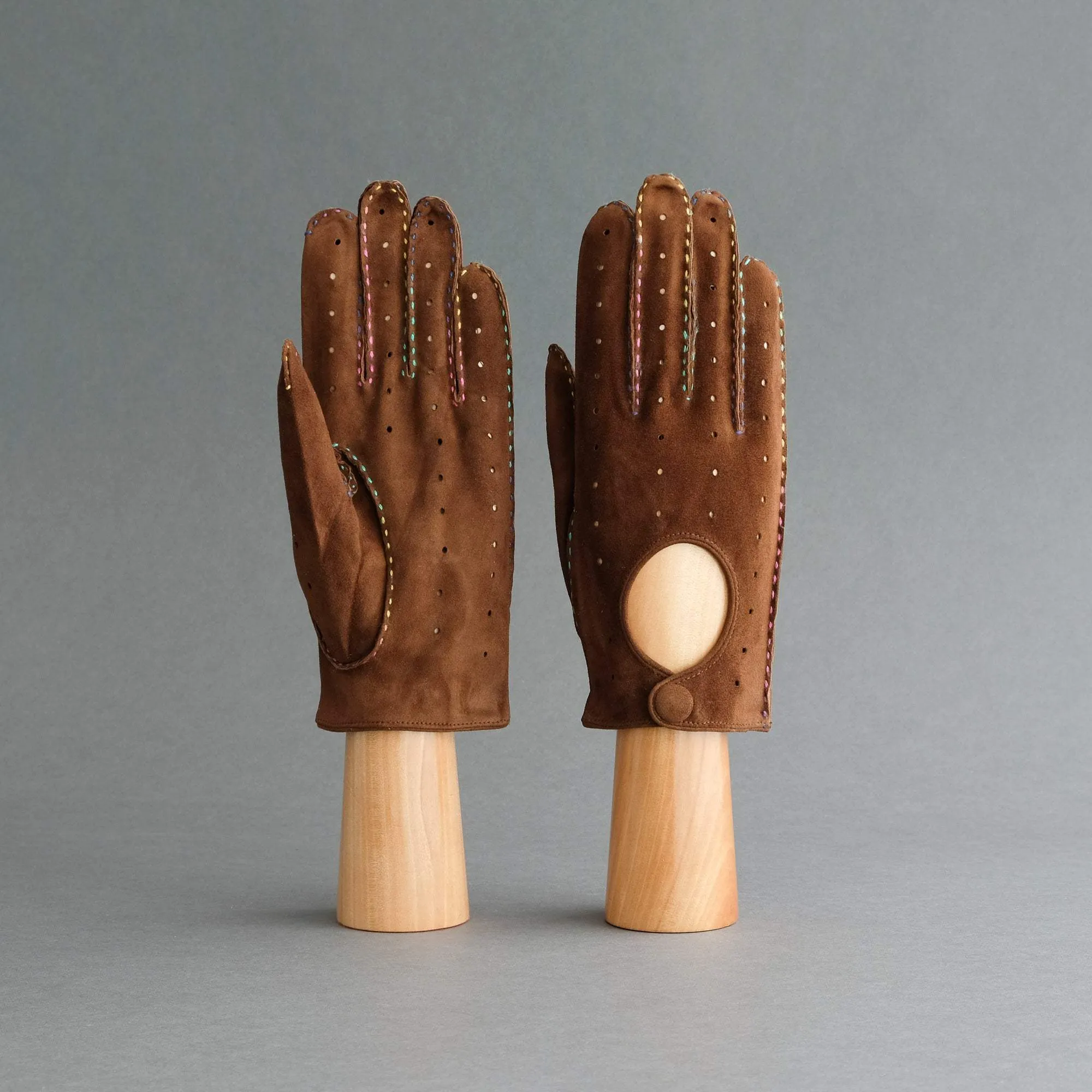 Gentlemen's Unlined Driving Gloves from Havana Reindeer Suede