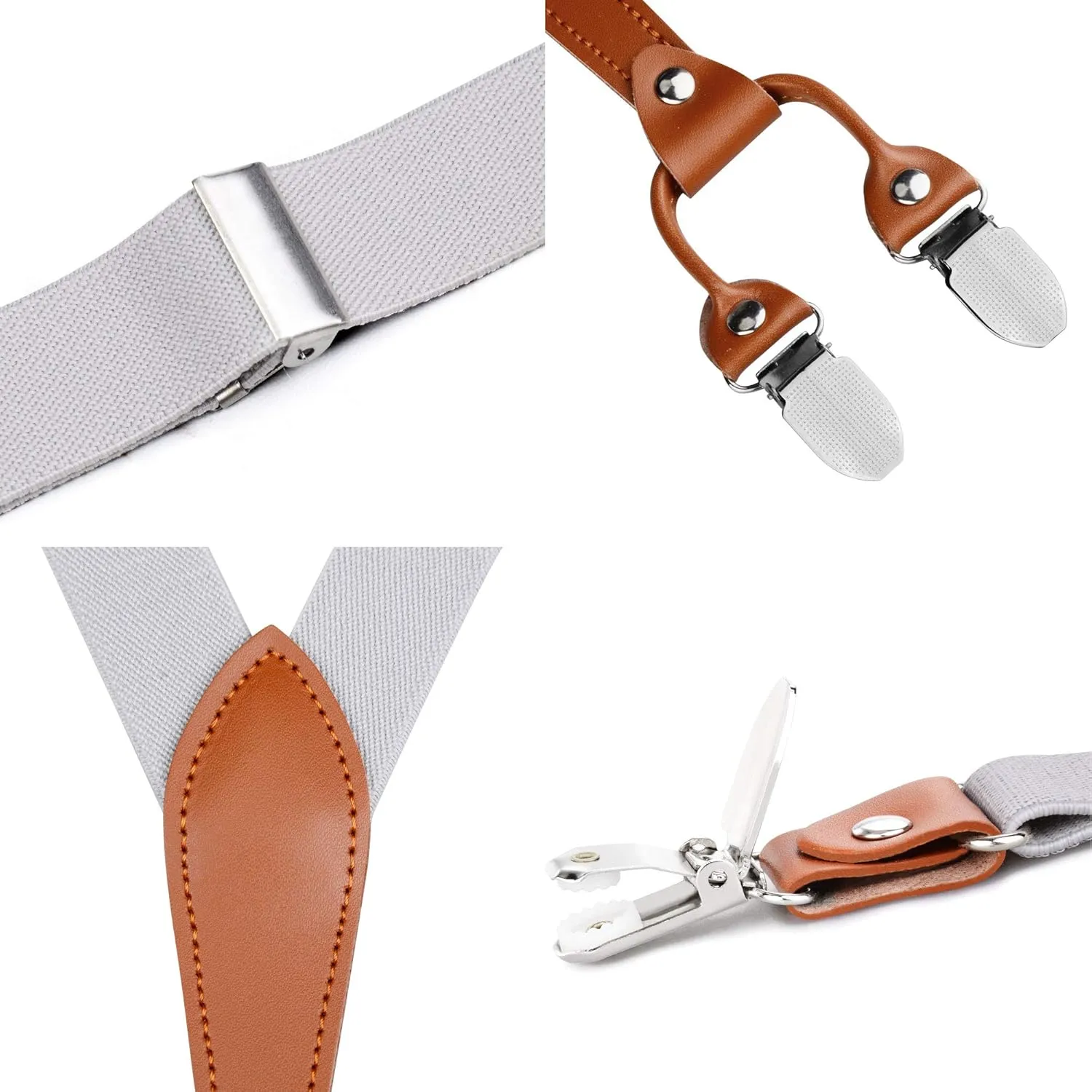 GUSLESON Suspenders & Bowtie Set Men's Elastic Band Suspenders   Bowtie for Wedding, Formal Events