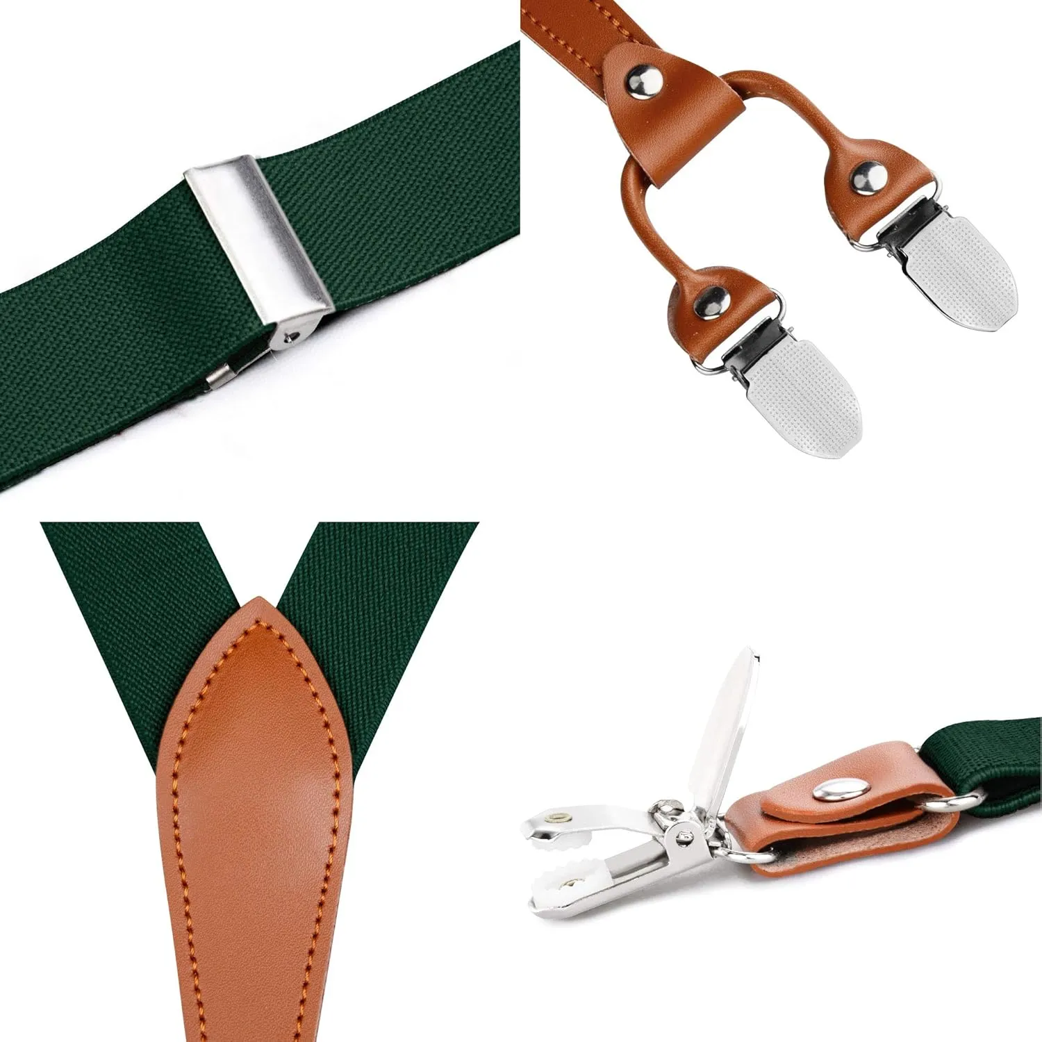 GUSLESON Suspenders & Bowtie Set Men's Elastic Band Suspenders   Bowtie for Wedding, Formal Events