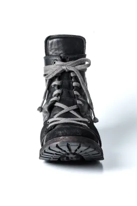 Horse Leather Lace-Up Sneaker Boots   Black