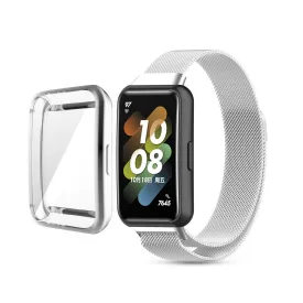 Huawei Watch Band 7 | Milanese Watch Band Strap  TPU Watch Case | Silver
