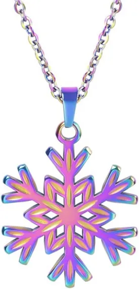 Jude Jewelers Stainless Steel Snow Flake Style Christmas Winter Holiday Pendant Necklace