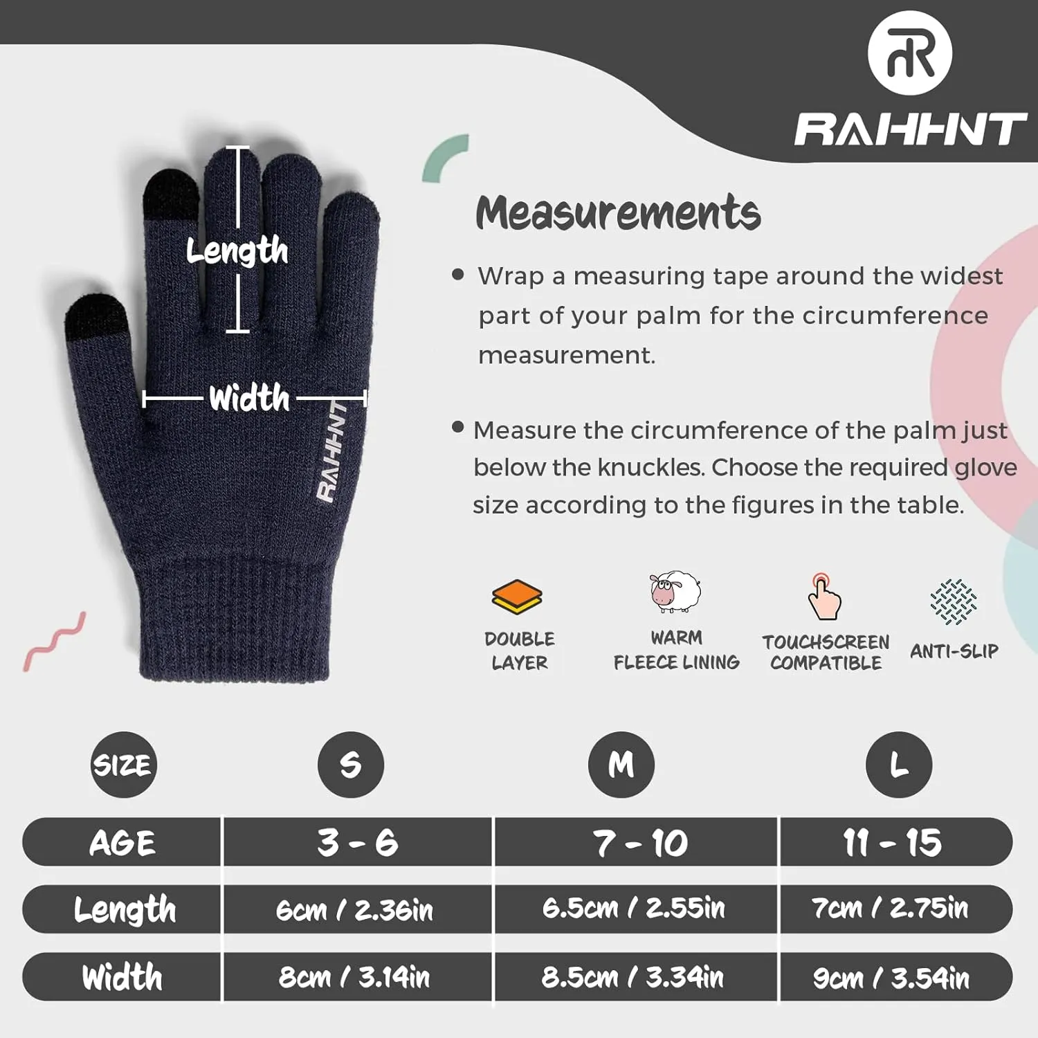 Kids Winter Gloves for Boys Girls Children Toddler Thermal Wool Knit Gloves with Insulated Fleece Lining Keep Hand Warm Gift