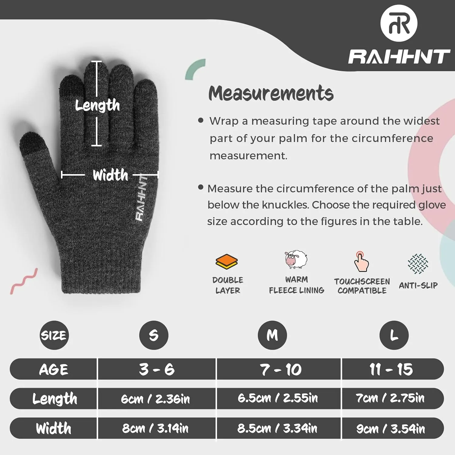 Kids Winter Gloves for Boys Girls Children Toddler Thermal Wool Knit Gloves with Insulated Fleece Lining Keep Hand Warm Gift