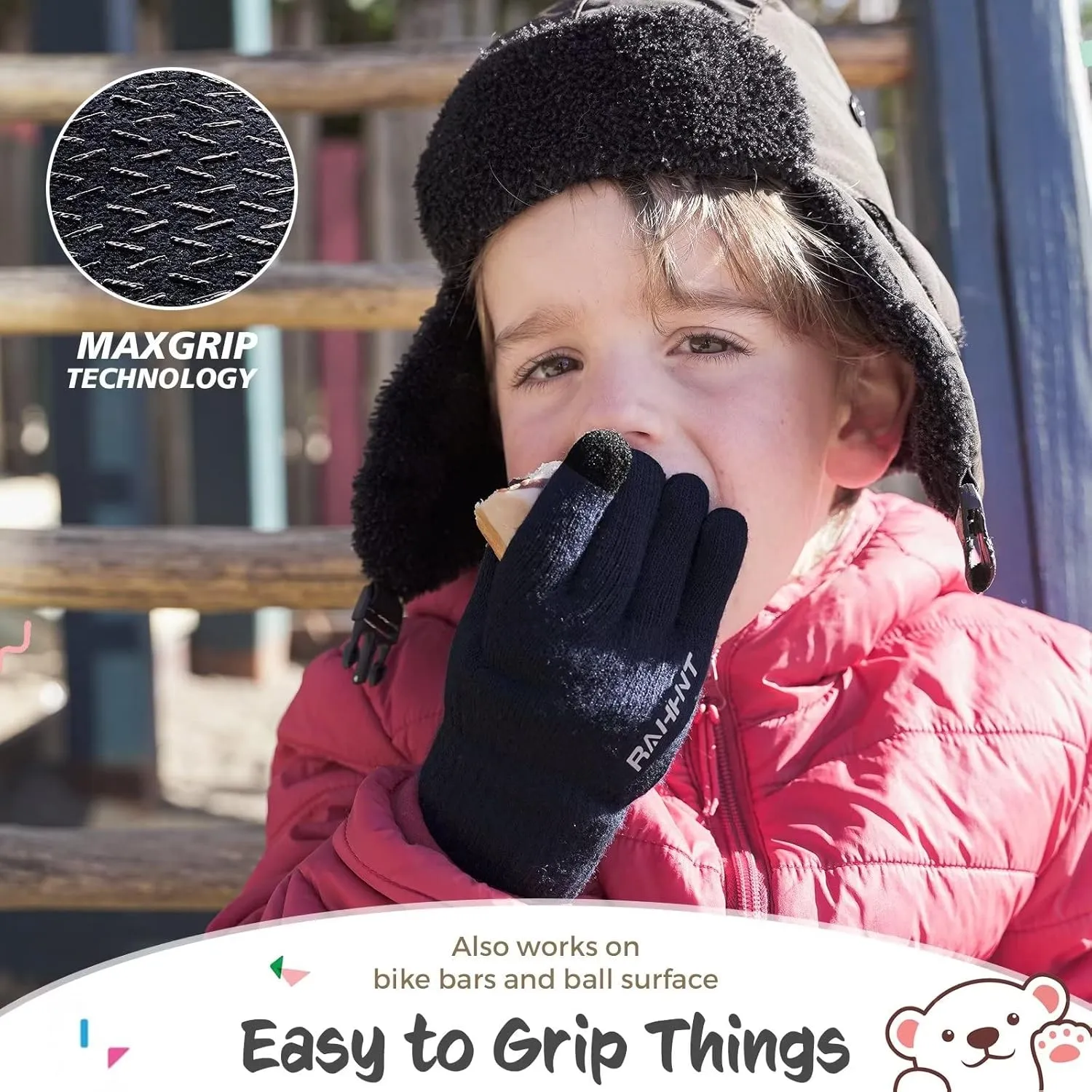 Kids Winter Gloves for Boys Girls Children Toddler Thermal Wool Knit Gloves with Insulated Fleece Lining Keep Hand Warm Gift