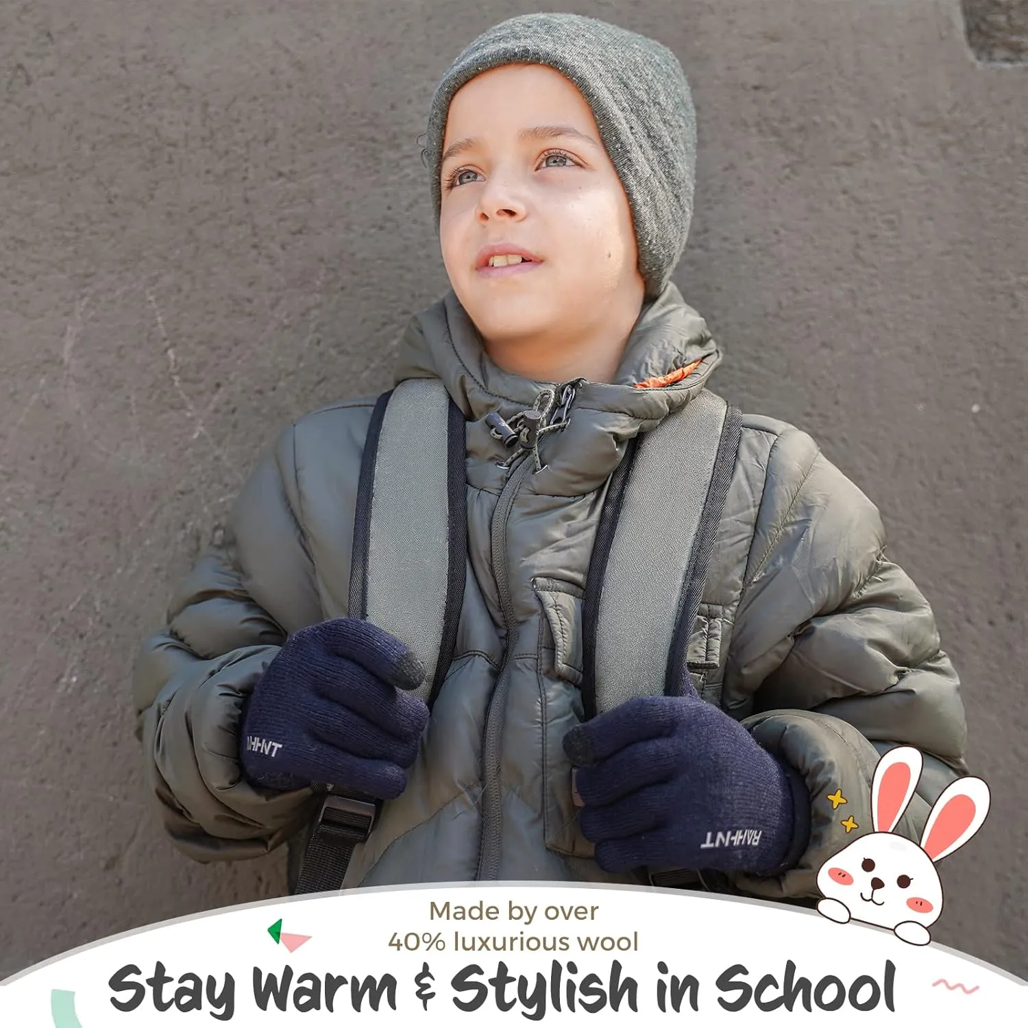 Kids Winter Gloves for Boys Girls Children Toddler Thermal Wool Knit Gloves with Insulated Fleece Lining Keep Hand Warm Gift