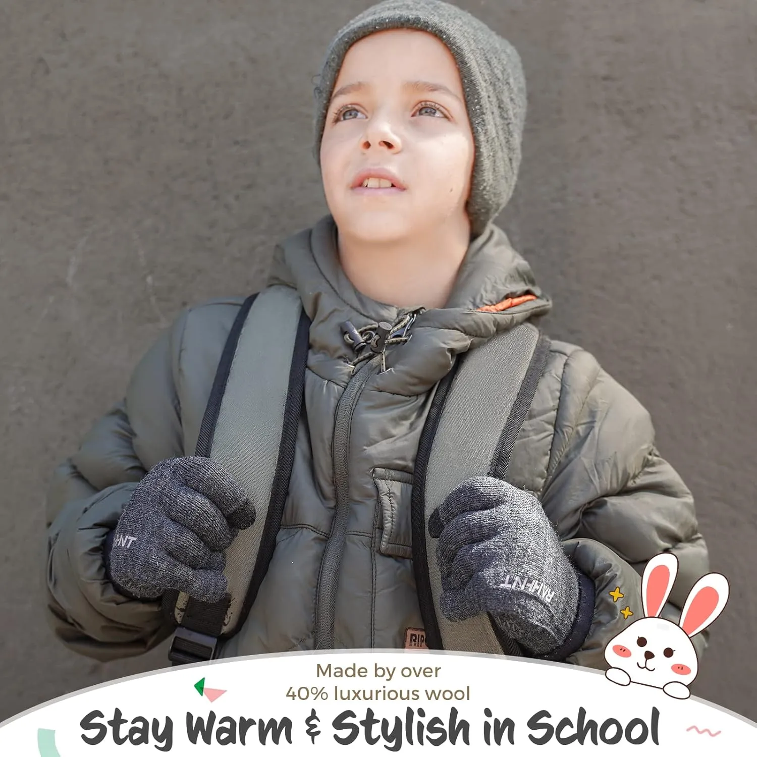 Kids Winter Gloves for Boys Girls Children Toddler Thermal Wool Knit Gloves with Insulated Fleece Lining Keep Hand Warm Gift