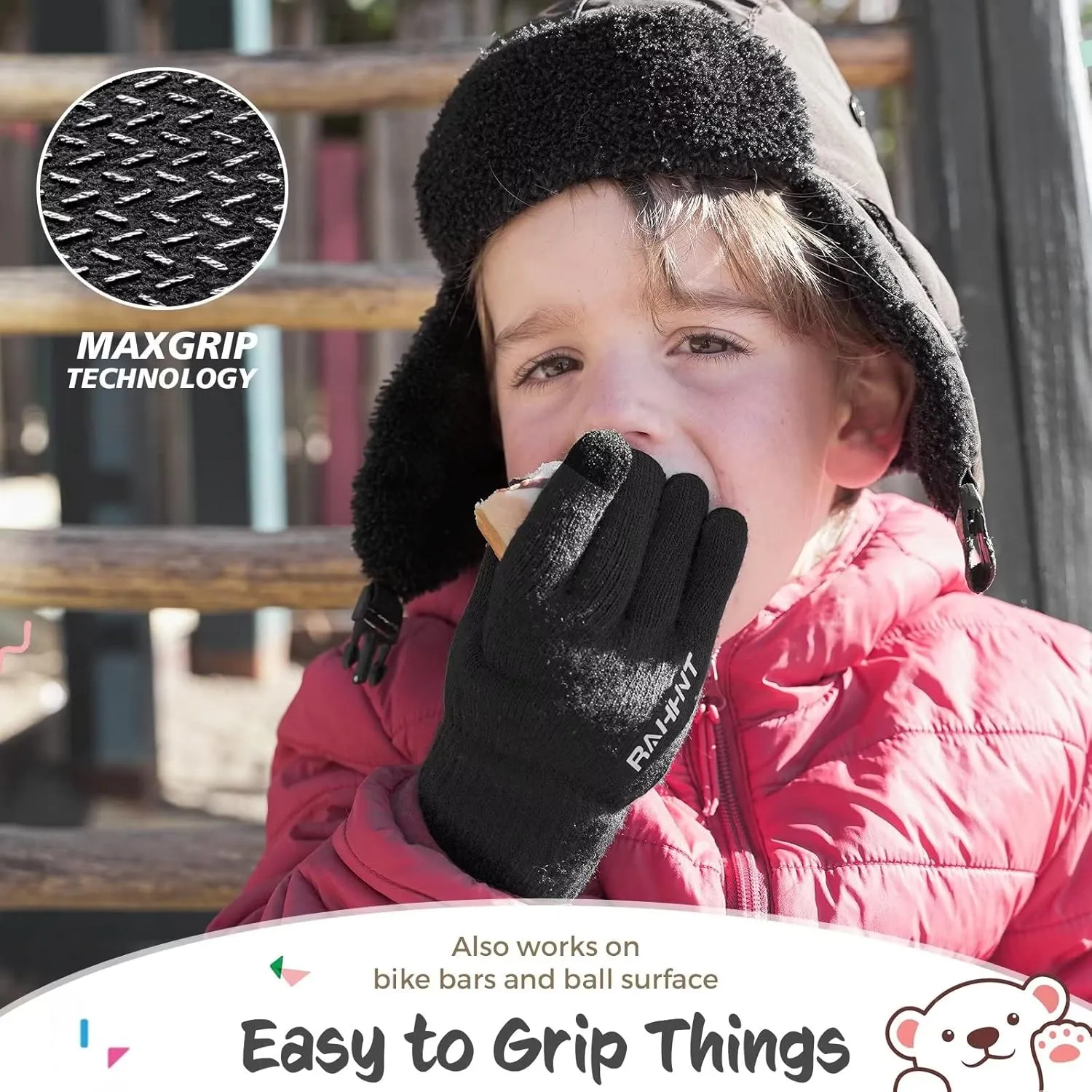 Kids Winter Gloves for Boys Girls Children Toddler Thermal Wool Knit Gloves with Insulated Fleece Lining Keep Hand Warm Gift