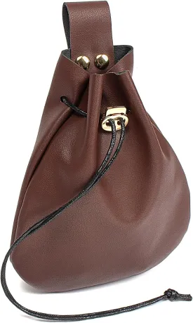 Leather Belt Pouch Medieval Vintage Renaissance Viking LARP Cosplay Costumes Drawstring Coin Purse Phone Holder Waist Bag (Brown)