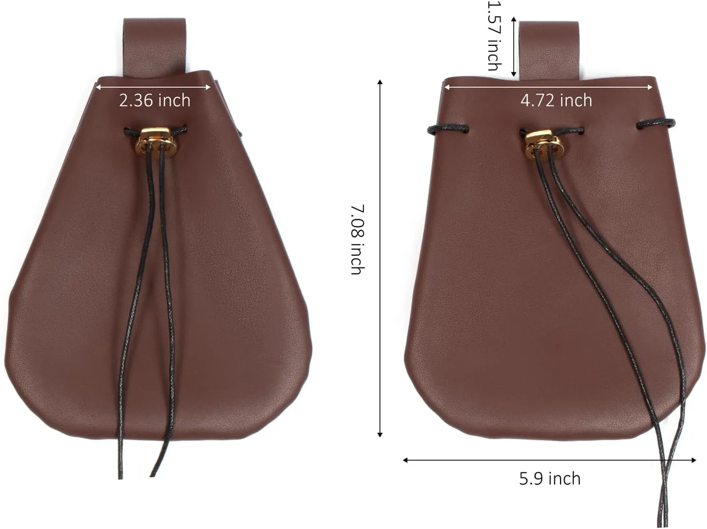 Leather Belt Pouch Medieval Vintage Renaissance Viking LARP Cosplay Costumes Drawstring Coin Purse Phone Holder Waist Bag (Brown)