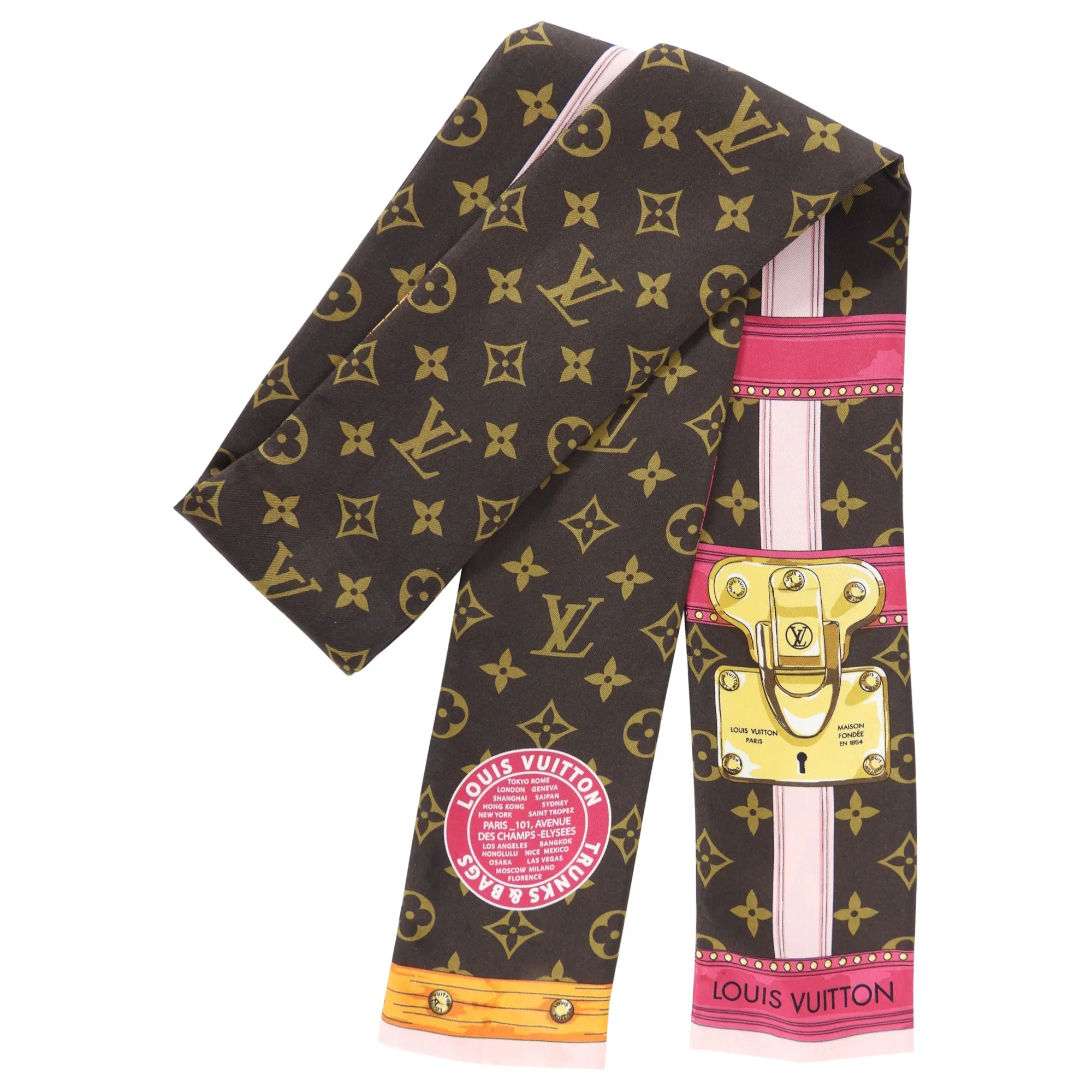 Louis Vuitton Summer Trunks Brown and Pink Bandeau Scarf